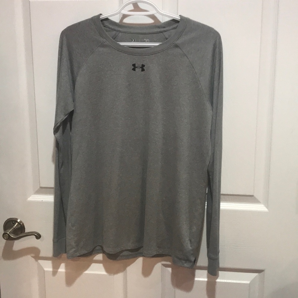 A soft loose gray long sleeve shirt by Under Armor